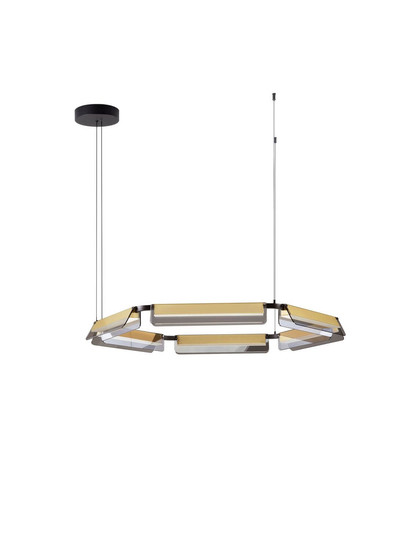 Nova Luce LED Pendelleuchte Apnea dimmbar 61W warmweiss 3000K Schwarz Gold Grau Glas Metall Ø103cm 9009131