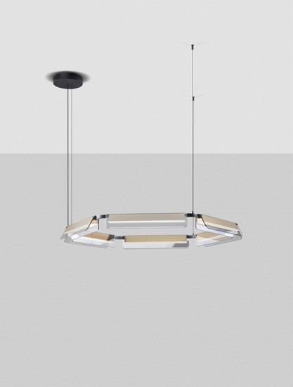 Nova Luce LED Pendelleuchte Apnea dimmbar 61W warmweiss 3000K Schwarz Gold Grau Glas Metall Ø103cm 9009131