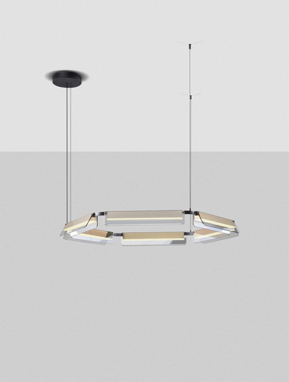 Nova Luce LED Pendelleuchte Apnea dimmbar 61W warmweiss 3000K Schwarz Gold Grau Glas Metall Ø103cm 9009131