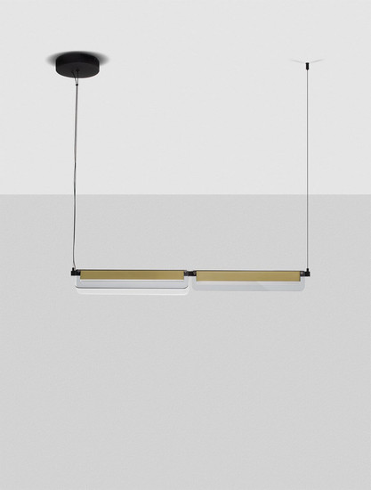 Nova Luce LED Pendelleuchte Apnea dimmbar 20W warmweiss 3000K Schwarz Gold Grau Glas Metall 93x7cm 9009133