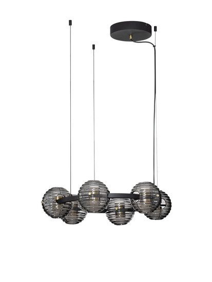 Nova Luce LED Pendelleuchte Las dimmbar 60W warmweiss 3000K Rauchgrau Schwarz Glas Metall Ø63cm 9009135