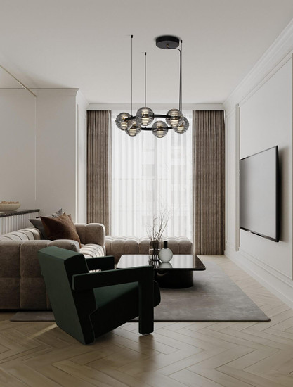 Nova Luce LED Pendelleuchte Las dimmbar 60W warmweiss 3000K Rauchgrau Schwarz Glas Metall Ø63cm 9009135