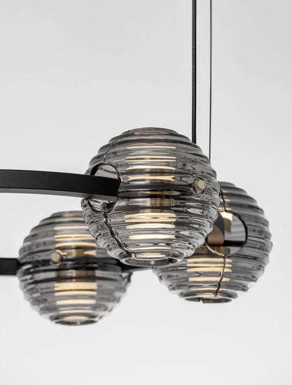 Nova Luce LED Pendelleuchte Las dimmbar 60W warmweiss 3000K Rauchgrau Schwarz Glas Metall Ø63cm 9009135