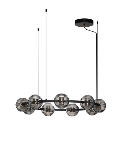 Nova Luce LED Pendelleuchte Las dimmbar 91W warmweiss 3000K Rauchgrau Schwarz Glas Metall Ø91cm 9009136