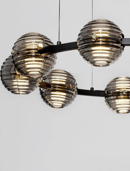 Nova Luce LED Pendelleuchte Las dimmbar 91W warmweiss 3000K Rauchgrau Schwarz Glas Metall Ø91cm 9009136