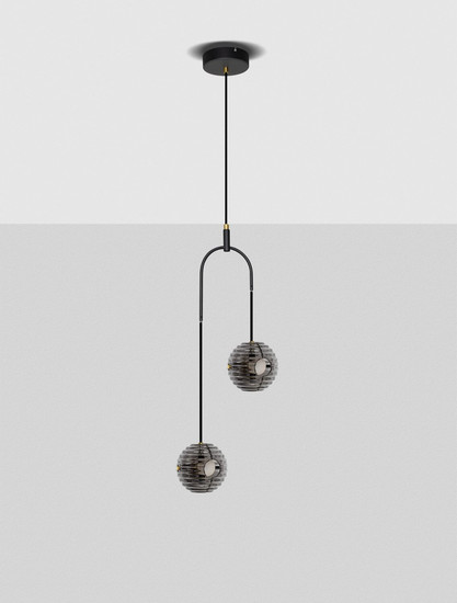 Nova Luce LED Pendelleuchte Las 20W warmweiss 3000K Rauchgrau Schwarz Glas Metall Ø31cm 9009138