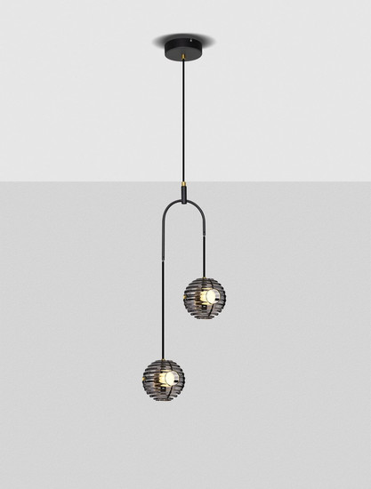 Nova Luce LED Pendelleuchte Las 20W warmweiss 3000K Rauchgrau Schwarz Glas Metall Ø31cm 9009138