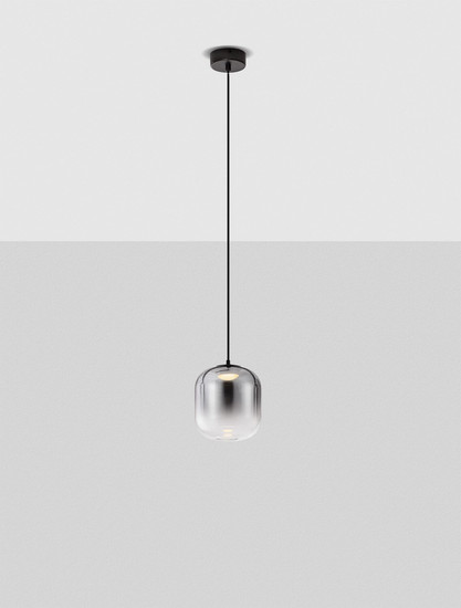 Nova Luce LED Pendelleuchte Aelia 3W warmweiss 3000K Rauchgrau Schwarz Glas Metall Ø14cm 9009140