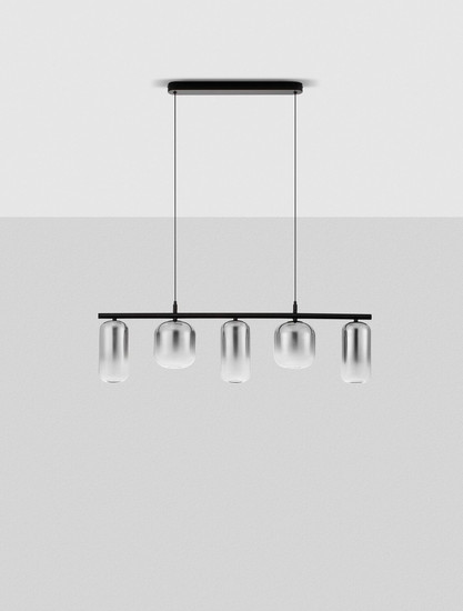 Nova Luce LED Pendelleuchte Aelia dimmbar 19W warmweiss 3000K Rauchgrau Schwarz Glas Metall 95x14cm 9009142