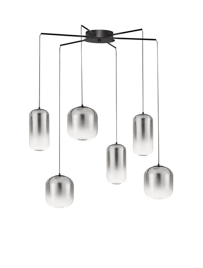 Nova Luce LED Pendelleuchte Aelia dimmbar 25W warmweiss 3000K Rauchgrau Schwarz Glas Metall Ø72cm 9009143