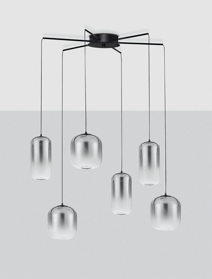 Nova Luce LED Pendelleuchte Aelia dimmbar 25W warmweiss 3000K Rauchgrau Schwarz Glas Metall Ø72cm 9009143