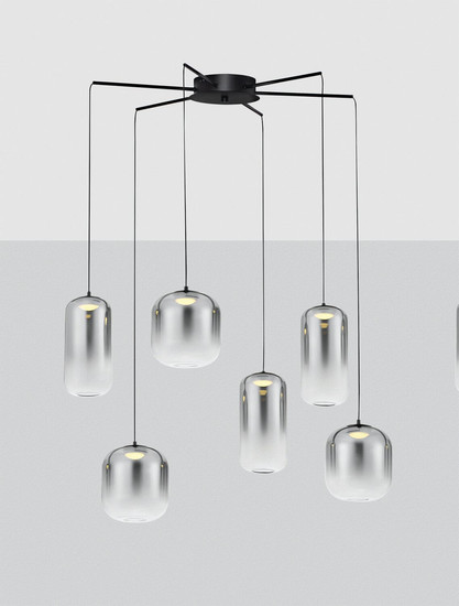 Nova Luce LED Pendelleuchte Aelia dimmbar 25W warmweiss 3000K Rauchgrau Schwarz Glas Metall Ø72cm 9009143