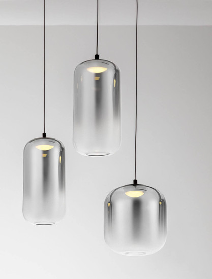 Nova Luce LED Pendelleuchte Aelia dimmbar 25W warmweiss 3000K Rauchgrau Schwarz Glas Metall Ø72cm 9009143
