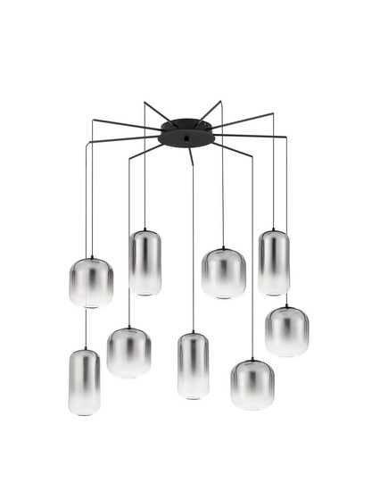 Nova Luce LED Pendelleuchte Aelia dimmbar 36W warmweiss 3000K Rauchgrau Schwarz Glas Metall Ø82cm 9009144