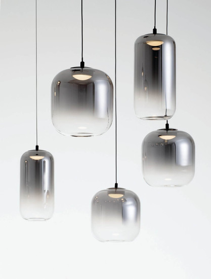 Nova Luce LED Pendelleuchte Aelia dimmbar 36W warmweiss 3000K Rauchgrau Schwarz Glas Metall Ø82cm 9009144