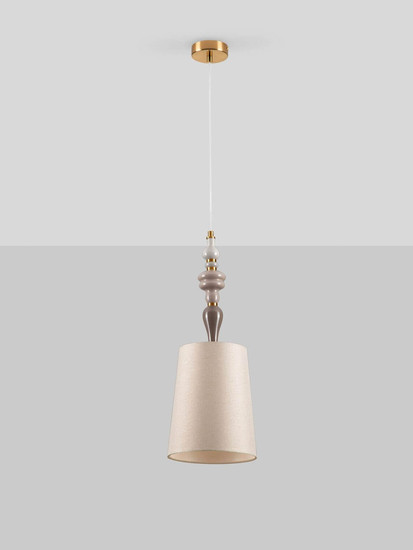 Nova Luce Pendelleuchte Damo E27 Braun Hellbraun Creme Metall Keramik Ø22cm 9009147
