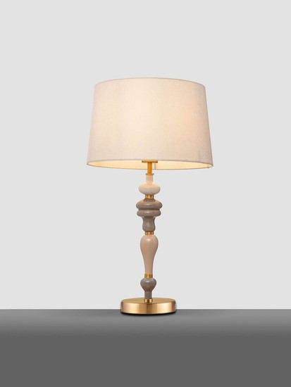 Nova Luce Tischleuchte Damo E27 Braun Hellbraun Creme Metall Keramik Ø34cm 9009148