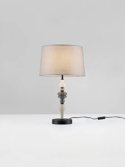 Nova Luce Tischleuchte Damo E27 Schwarz Grau Braun Metall Keramik Ø34cm 9009151