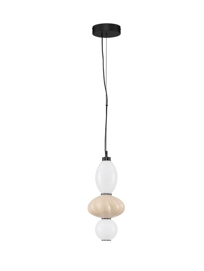 Nova Luce LED Pendelleuchte Oneta dimmbar 18W warmweiss 3000K Beige Schwarz Opal Glas Metall Ø20cm 9009156