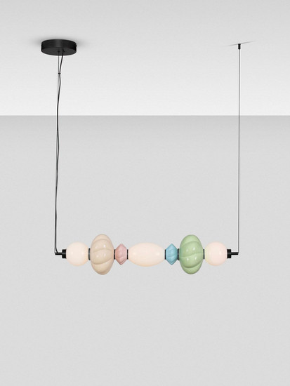 Nova Luce LED Pendelleuchte Oneta dimmbar 23W warmweiss 3000K Mehrfarbig Glas Keramik 90,5x20cm 9009158