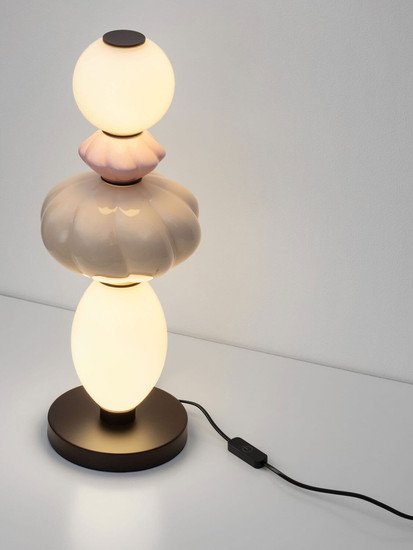 Nova Luce LED Tischleuchte Oneta dimmbar 16W warmweiss 3000K Mehrfarbig Glas Metall Ø20cm 9009159