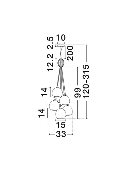 Nova Luce Pendelleuchte Meline 6-flammig 6xE14 Mehrfarbig Glas Metall Ø33cm 9009163
