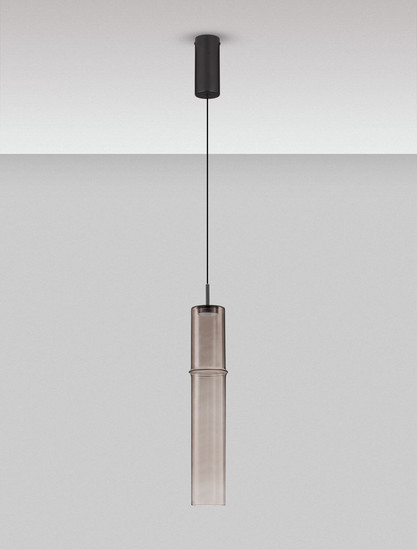 Nova Luce LED Pendelleuchte Sano 3W warmweiss 3000K Mokka Schwarz Glas Metall Ø9cm 9009165