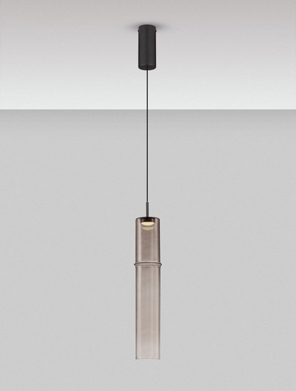 Nova Luce LED Pendelleuchte Sano 3W warmweiss 3000K Mokka Schwarz Glas Metall Ø9cm 9009165