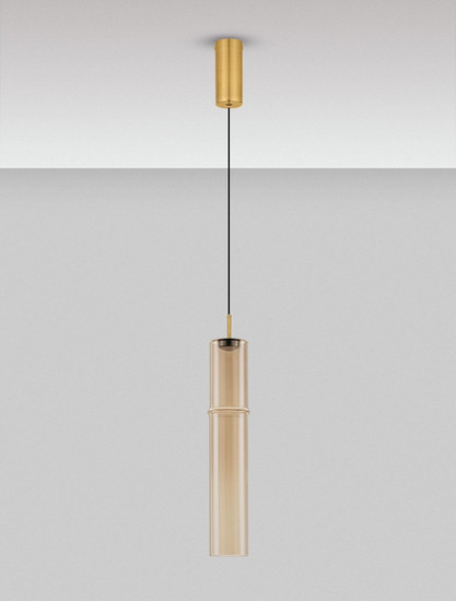 Nova Luce LED Pendelleuchte Sano 3W warmweiss 3000K Cognac Gold Glas Metall Ø9cm 9009166