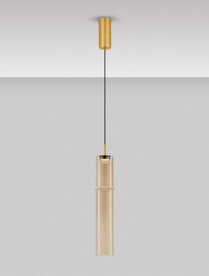 Nova Luce LED Pendelleuchte Sano 3W warmweiss 3000K Cognac Gold Glas Metall Ø9cm 9009166