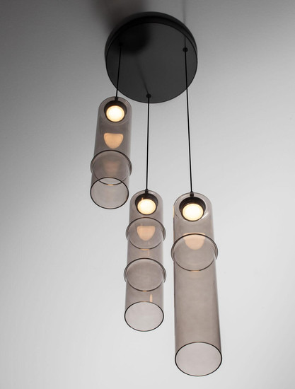 Nova Luce LED Pendelleuchte Sano 9W warmweiss 3000K Mokka Schwarz Glas Metall Ø30cm 9009167
