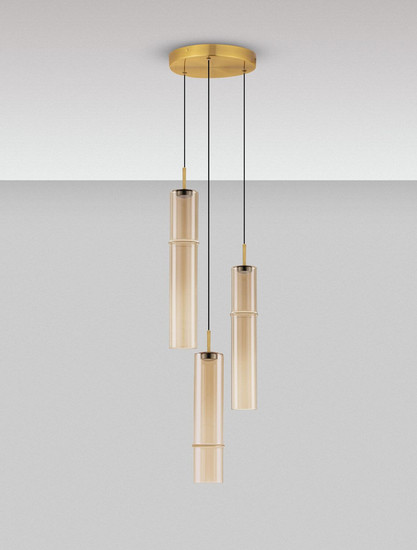 Nova Luce LED Pendelleuchte Sano 9W warmweiss 3000K Cognac Gold Glas Metall Ø30cm 9009168