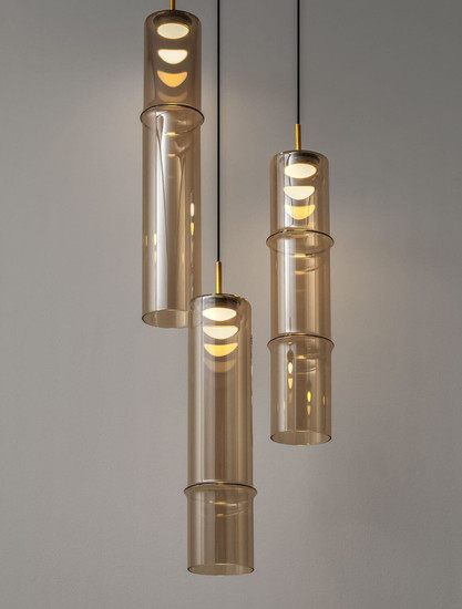 Nova Luce LED Pendelleuchte Sano 9W warmweiss 3000K Cognac Gold Glas Metall Ø30cm 9009168