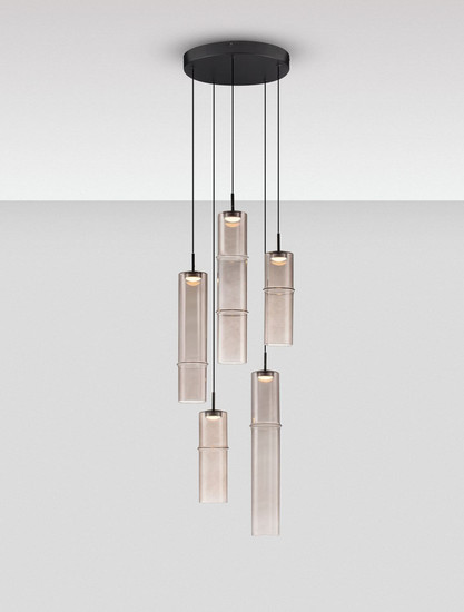 Nova Luce LED Pendelleuchte Sano dimmbar 15W warmweiss 3000K Mokka Schwarz Glas Metall Ø34cm 9009169