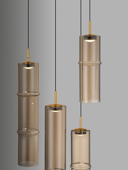 Nova Luce LED Pendelleuchte Sano dimmbar 15W warmweiss 3000K Cognac Gold Glas Metall Ø34cm 9009170