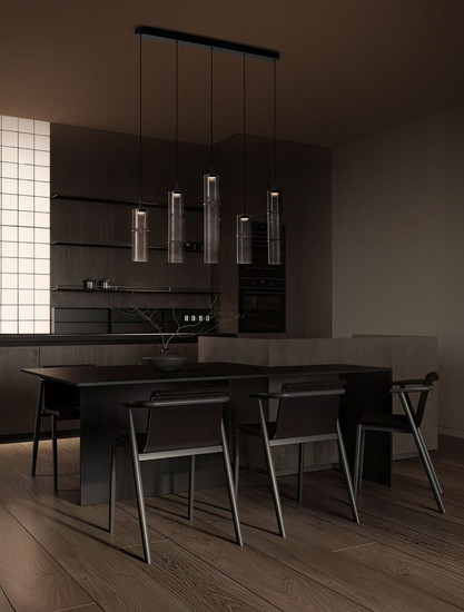 Nova Luce LED Pendelleuchte Sano dimmbar 18W warmweiss 3000K Mokka Schwarz Glas Metall Ø94cm 9009171