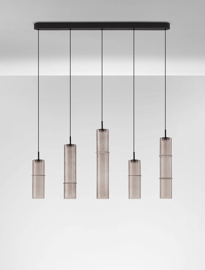 Nova Luce LED Pendelleuchte Sano dimmbar 18W warmweiss 3000K Mokka Schwarz Glas Metall Ø94cm 9009171