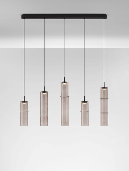 Nova Luce LED Pendelleuchte Sano dimmbar 18W warmweiss 3000K Mokka Schwarz Glas Metall Ø94cm 9009171