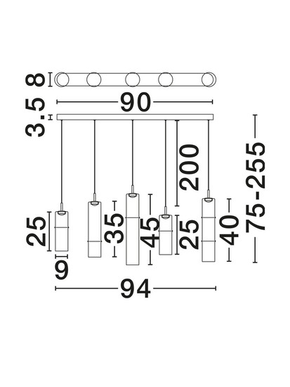 Nova Luce LED Pendelleuchte Sano dimmbar 18W warmweiss 3000K Mokka Schwarz Glas Metall Ø94cm 9009171