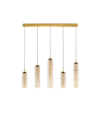 Nova Luce LED Pendelleuchte Sano dimmbar 18W warmweiss 3000K Cognac Gold Glas Metall Ø94cm 9009172