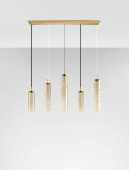 Nova Luce LED Pendelleuchte Sano dimmbar 18W warmweiss 3000K Cognac Gold Glas Metall Ø94cm 9009172