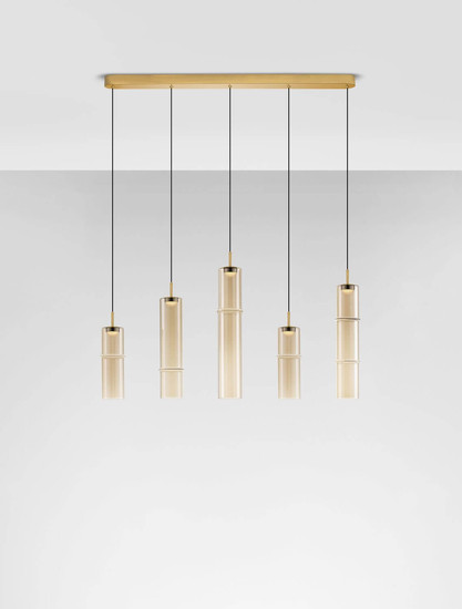 Nova Luce LED Pendelleuchte Sano dimmbar 18W warmweiss 3000K Cognac Gold Glas Metall Ø94cm 9009172