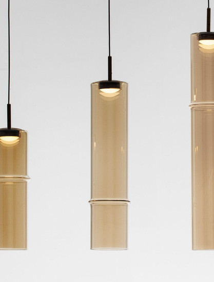 Nova Luce LED Pendelleuchte Sano dimmbar 18W warmweiss 3000K Cognac Gold Glas Metall Ø94cm 9009172
