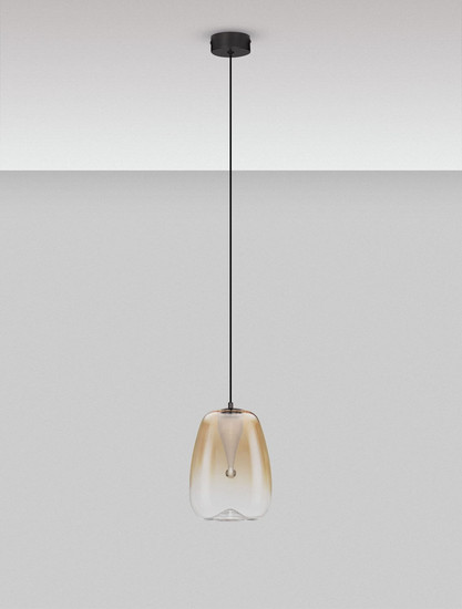 Nova Luce LED Pendelleuchte Oblo 3W warmweiss 3000K Bernstein Schwarz Glas Metall Ø16cm 9009173