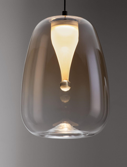Nova Luce LED Pendelleuchte Oblo 3W warmweiss 3000K Bernstein Schwarz Glas Metall Ø16cm 9009173
