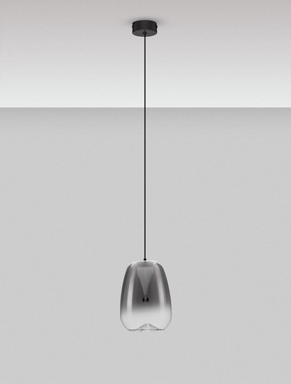 Nova Luce LED Pendelleuchte Oblo 3W warmweiss 3000K Rauchgrau Schwarz Glas Metall Ø16cm 9009174