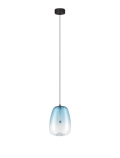 Nova Luce LED Pendelleuchte Oblo 3W warmweiss 3000K Hellblau Schwarz Glas Metall Ø16cm 9009175