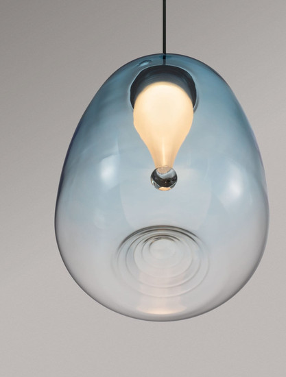 Nova Luce LED Pendelleuchte Oblo 3W warmweiss 3000K Hellblau Schwarz Glas Metall Ø16cm 9009175
