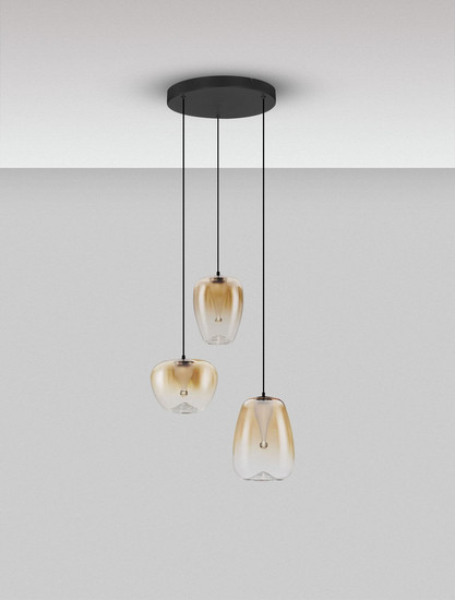 Nova Luce LED Pendelleuchte Oblo 10W warmweiss 3000K Bernstein Schwarz Glas Metall Ø41cm 9009177