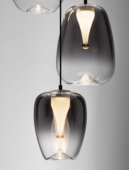 Nova Luce LED Pendelleuchte Oblo dimmbar 18W warmweiss 3000K Rauchgrau Schwarz Glas Metall Ø47cm 9009178
